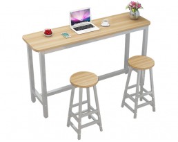 Bar Table Set 1+2 - Light Wooden Table with White Legs (Single)