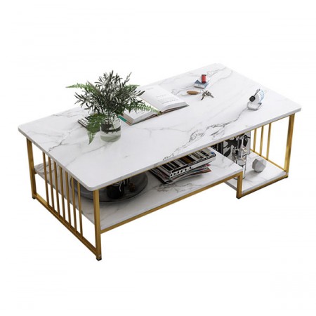 Coffee Table  Type E5255 Black Marble Print with Golden Shelf