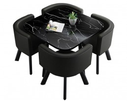 Square Dining Table (1+4 Black) 000629