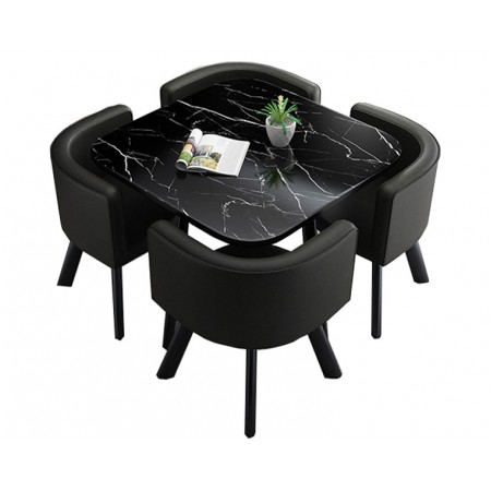 Square Dining Table (1+4 Black) 000629