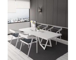 (Pre-order)Dining Table 2103 - White Top White Leg