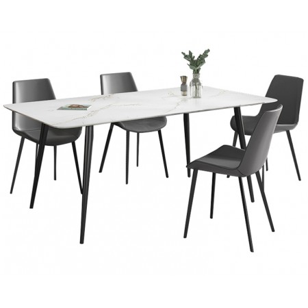Dining Table 1+4 Type G2 White Marbling