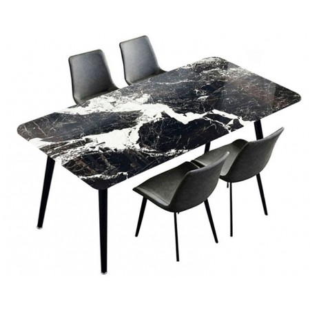 Super Crystal Stone Dining Table(1+4) -SN063(Glossy)