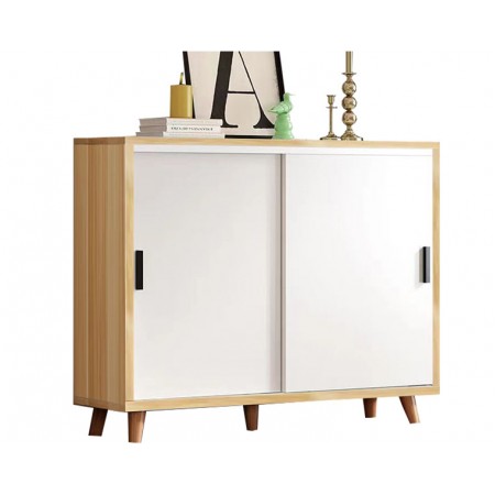 Sliding Door Shoe Cabinet -DG013 White &Light wood