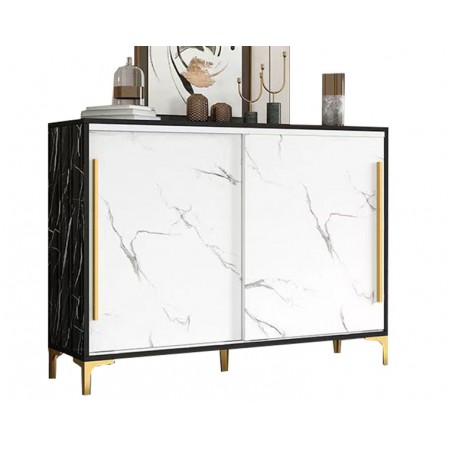 Sliding Door Shoe Cabinet DG014 White&Black Marbling