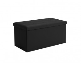 Storage Stool Type B (Rectangular) PU Leather - Black