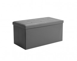Storage Stool Type B (Rectangular) PU Leather - Grey