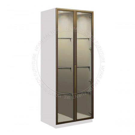 Long Door Glass Wardrobe-2Glass Door White Champagne Door Frame
