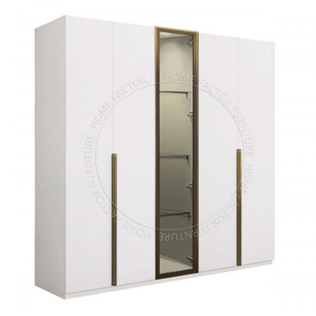 Long Door Glass Wardrobe-2Door&1Glass&2Door White Champagne Door Frame