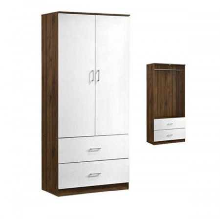 Wardrobe 8220-White&Wood Brown 