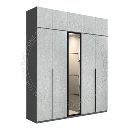 Long Door Glass Wardrobe+Top-2Door&1Galss&2Door  Grey