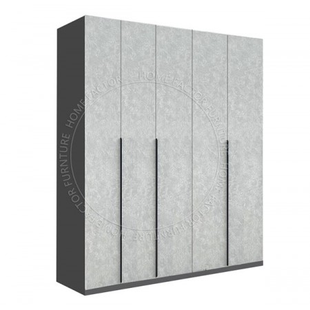 Long Door Wardrobe-5Doors Grey