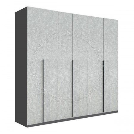 Long Door Wardrobe-6Doors Grey