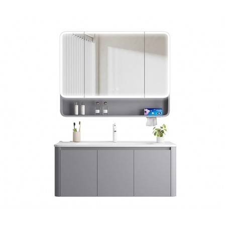  Bathroom cabinet(Pre-order) G-LSJM66-light grey& Semi-sealing cabinet&Open shelf storage
